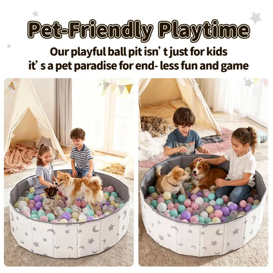 Kids Ball Pit, Foldable amp Portable amp Reusable Balls Pool for Toddlers,Playpen Fence for Baby, Play Pool for Dog, Indoor amp