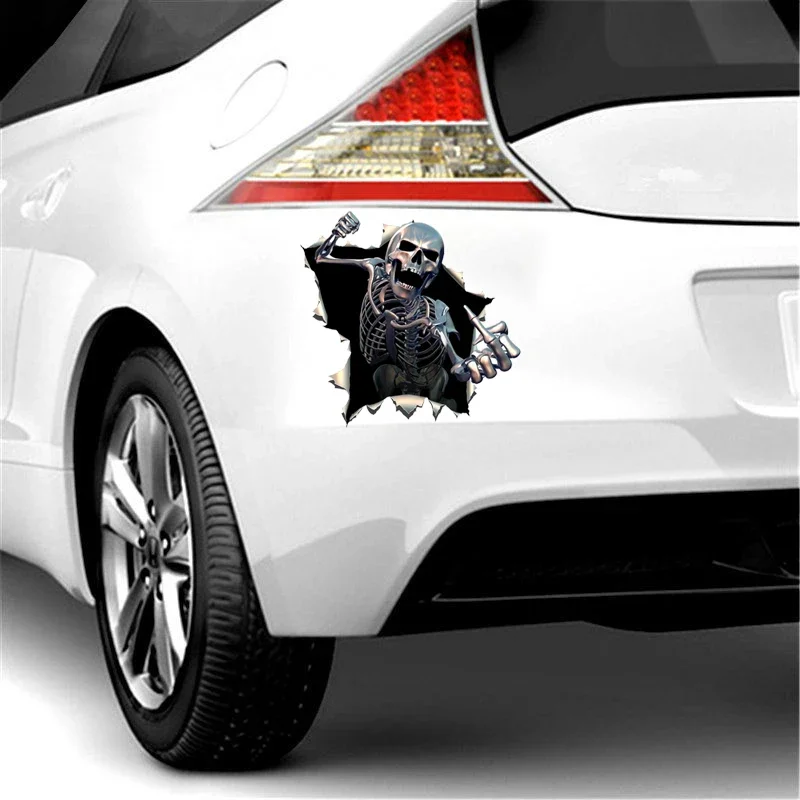 Hot Metal Angry Skeleton Skull Car Sticker Windshield Bumper Motorcycle Helmet Decal High Quality Scratches Waterproof PVC image 2