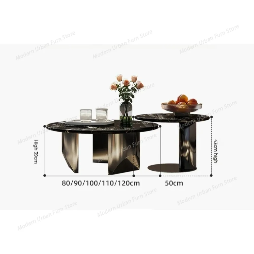 Marble Coffee Table Black Rose Gold Round 2025 Wabi Sabi Living Room Set Minimalist Modern Center Table Decor caffee tables image 5