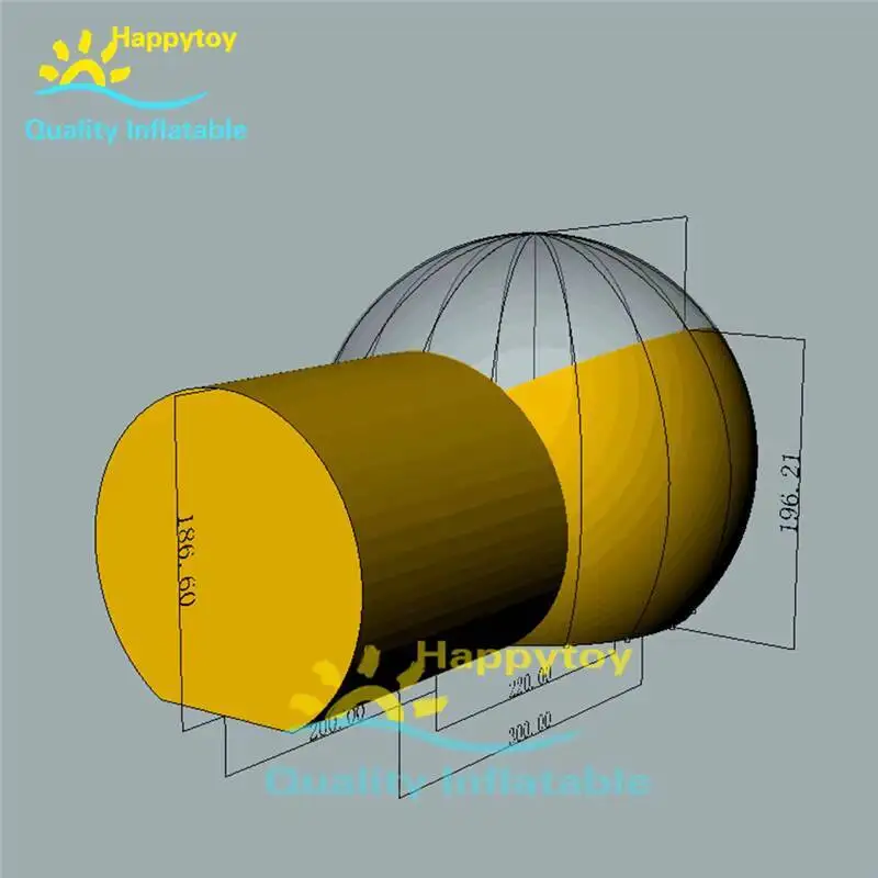 

6X4m Green And Clear Inflatable Bubble Tent, Inflatable Bubble Camping Tent, Outdoor Single Tunnel Inflatable Bubble Tent