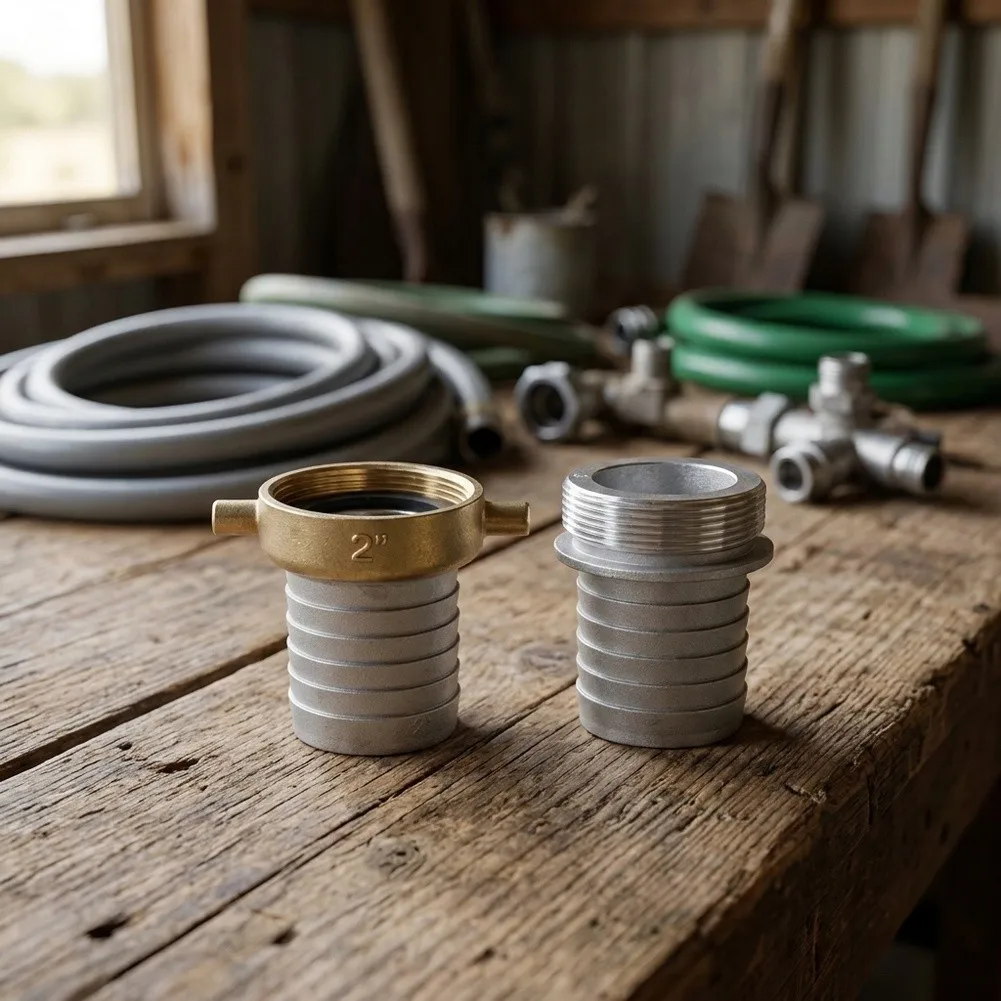 Rotating Nut Fitting Set Made of Aluminum Alloy with Brass Swivel Nuts for Same-Diameter Hose and Pipe Connections