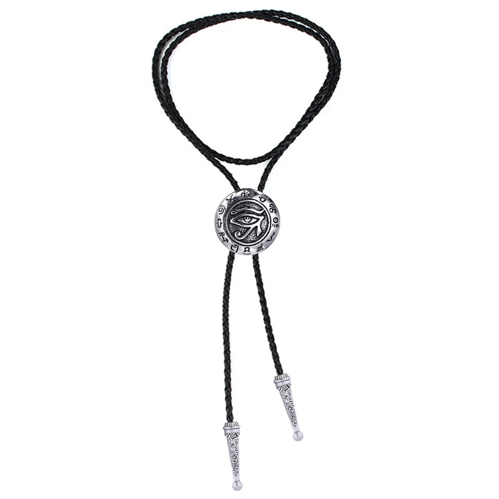 Vintage fashion eye of horus bolo tie męska i damska skórzana linka naszyjnik