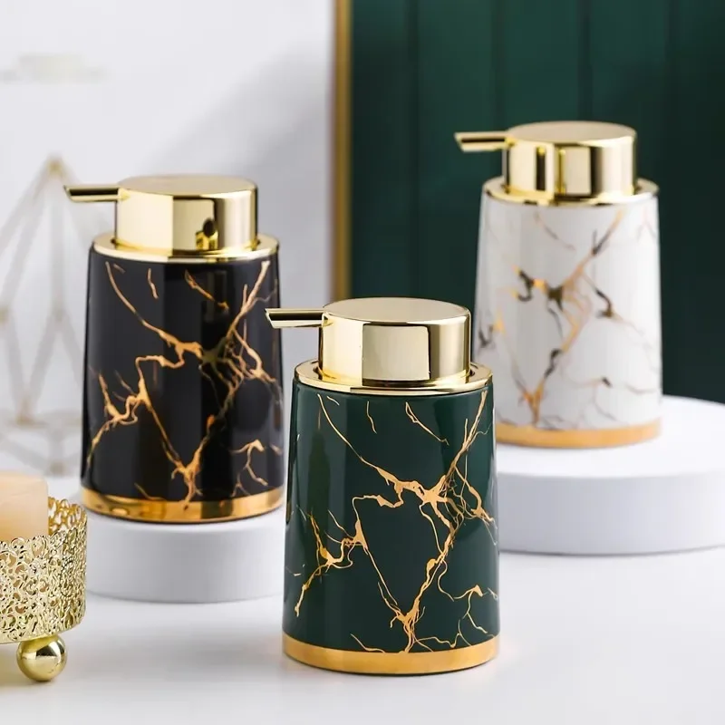 Marble Ceramic Lotion Bottle Bathroom Soap Bottle Hand Sanitizer Bottle Press The Bottles Subpackage Container Shampoo Bottles