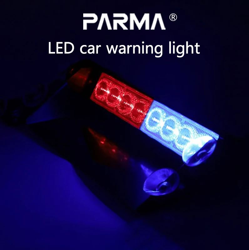 LED car warning lights, front windshield shovel lights, 8-LED red and blue flashing lane lights, white and yellow