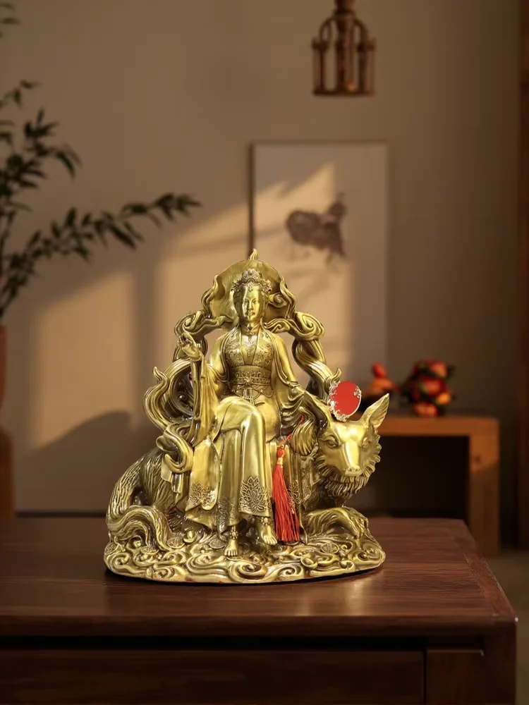 Old Brass fox spirit immortal nine-tailed fox Sitting Buddha Yuanbao coin base Study screen Amass wealth Town house Exorcism