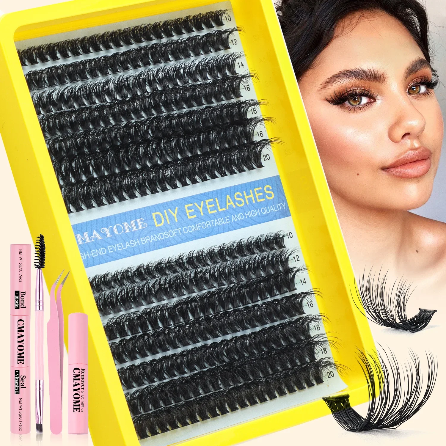 

Hot Sale DIY Eyelash Extension Kit Thick Simulation D Volume Combination Mixed 280 Clusters Large Capacity False Eyelashes