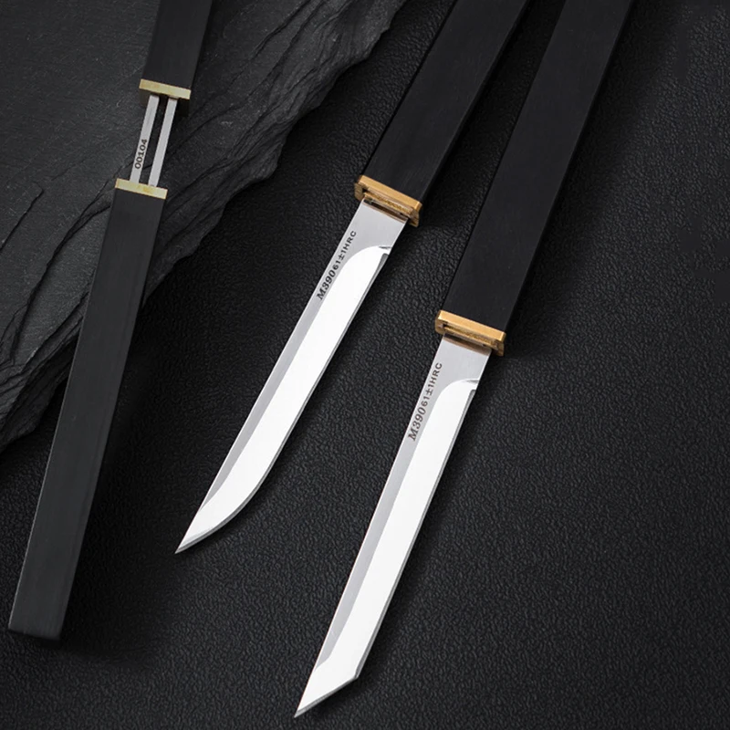 Stainless Steel Double Blade with Wood Handle Kitchen Knives Utility Knife Outdoors Fishing Cutting Household Cooking Cutter
