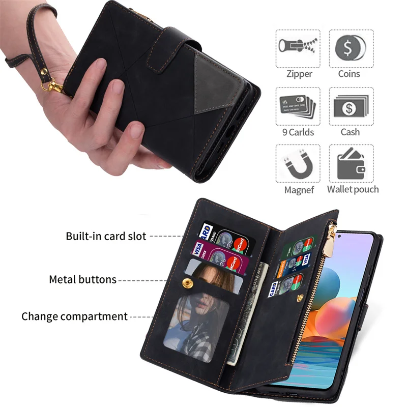 For Xiaomi Redmi Note 11 Pro 5G Case Leather Zipper Phone Case on For Coque Redmi Note 11 Pro Cover Wallet Card Slot Cases Funda