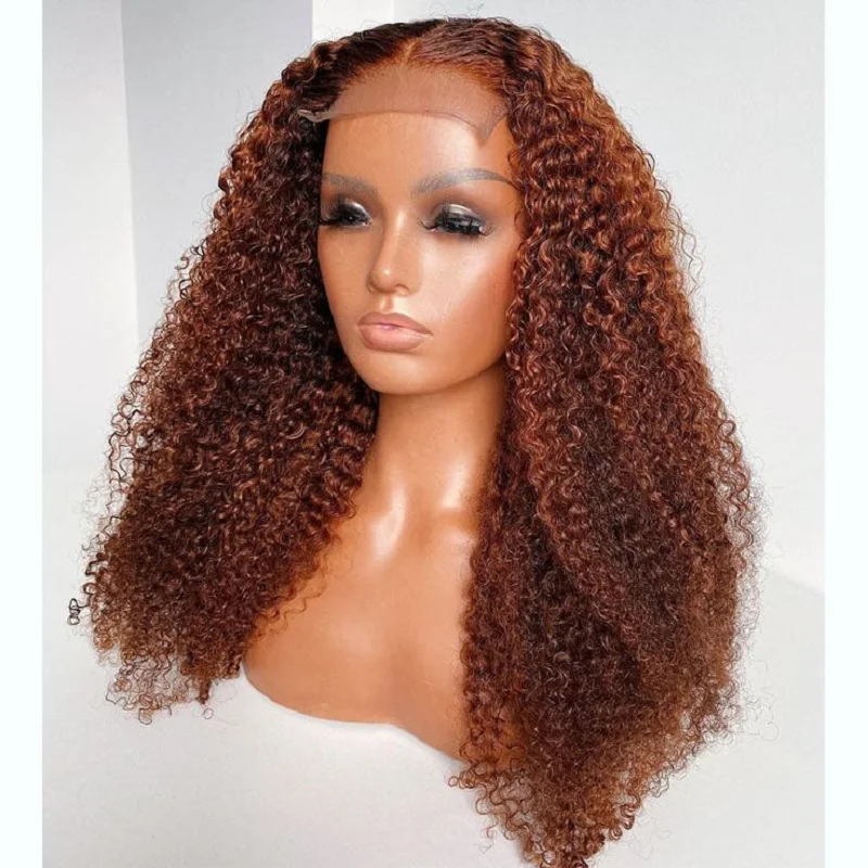 

Preplucked Blonde Long Soft Glueless 26inch 180 Density Kinky Curly Lace Front Wig For Black Women Babyhair Daily