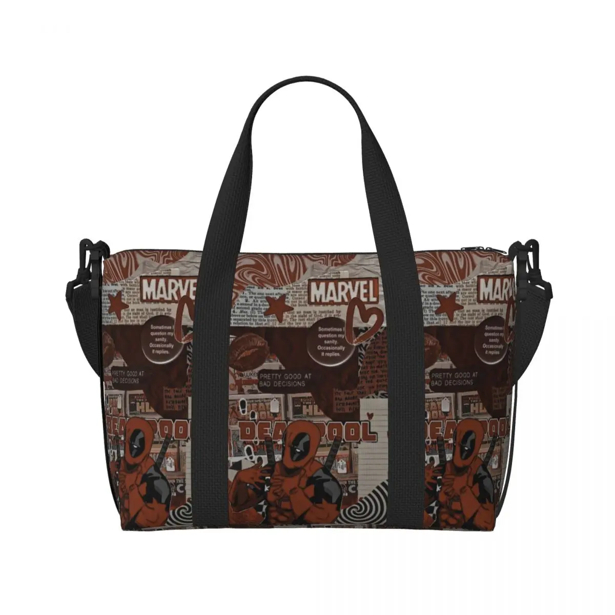 Custom Deadpool Lockscreen Tote Bag Women Large Capacity Beach Gym Travel Bags