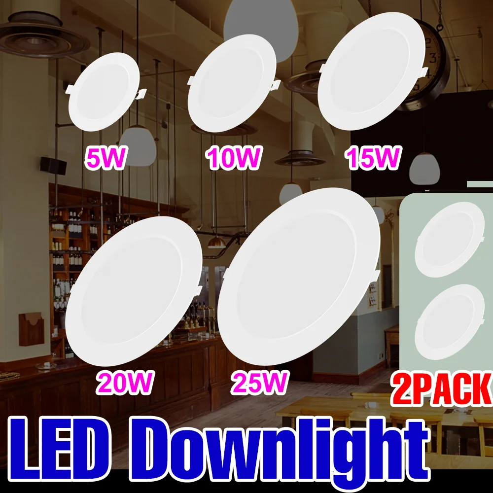 

2pcs 25W LED Downlight Recessed Round Ceiling Lamp AC 220V Home Bedroom Office Study Living room Kitchen Soft Lighting No Flcker