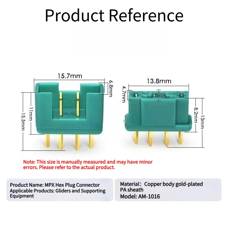 MPX Connector, Gold‑Plated Hexagonal Plug with Nylon Plastic Sleeve, High‑Quality RC Model Aircraft Replacement Parts