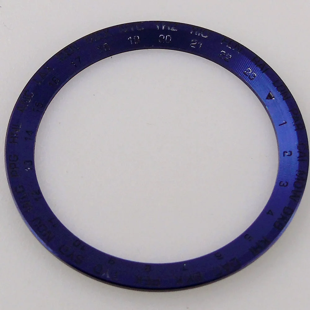 New 38mm*30.6mm Black Ceramic Bezel Insert for SUB Diver Watch Luminous Pin Blue/Yellow Marker  Replacement Part