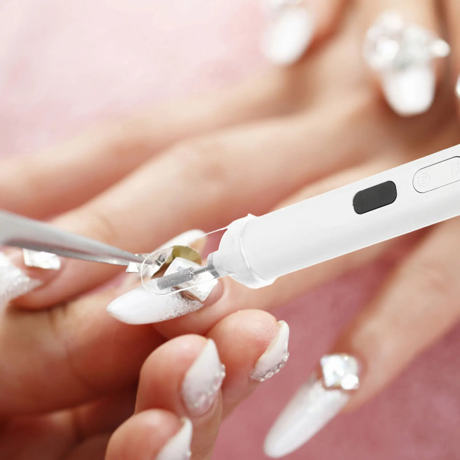 Tragbare 2-in-1 Elektrische Nagelbohrmaschine mit Beleuchtetem Nagelstift für Schnelles Trocknen, Feilen, Pediküre-Werkzeuge, Maniküre-Set für Frauen