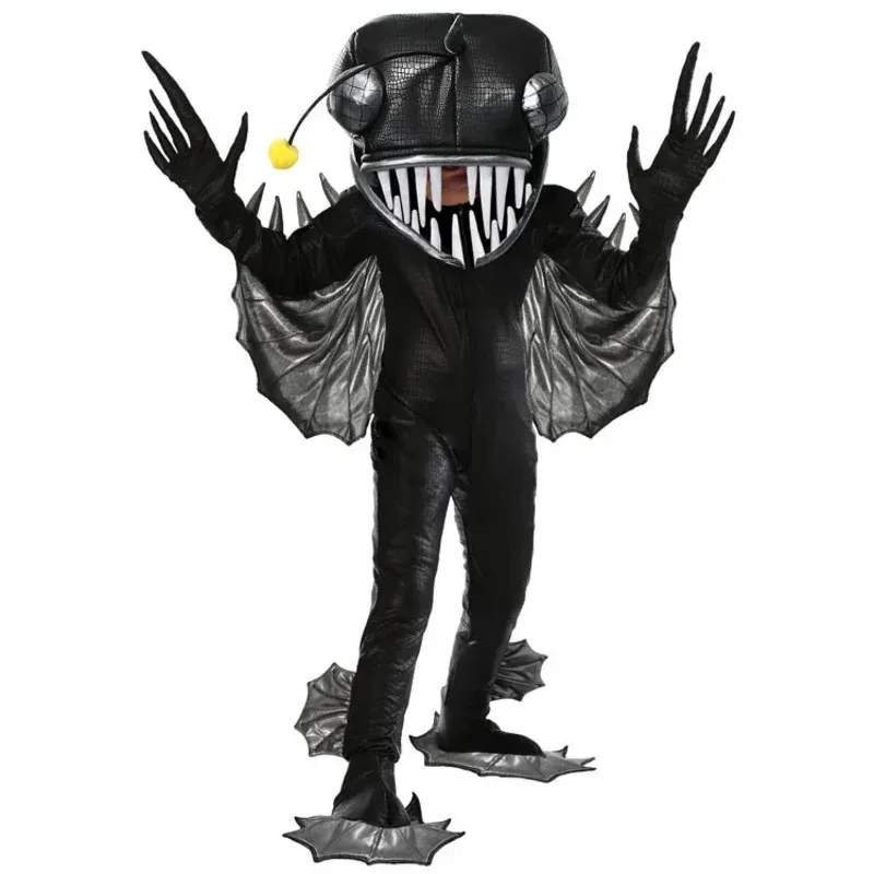 Qq28Halloween monstro peixe Adulto crianças pai-filho roupa animais do mar profundo ângulo cosplay traje escola realizar
