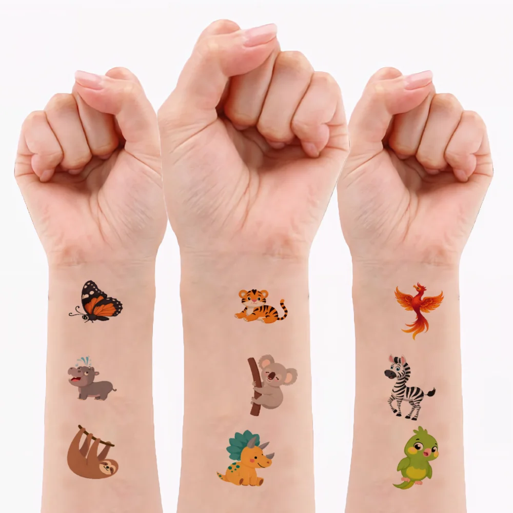 

54pcs Temporary Tattoo Fox Temporary Tattoo Stickers Koala Hedgehog Waterproof Long-lasting Body Stickers Sloth For Arms Girls