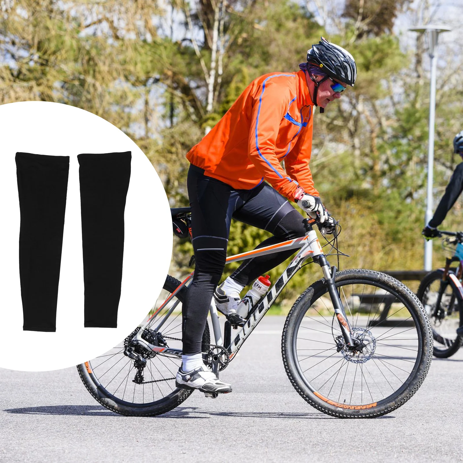 

1 Pair Cycling Leg Warmers Thermal Windproof Full Coverage Elastic Breathable Leg Sleeves For Biking Running Sports Warmth