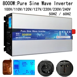 6000W 3000W 8000W 4000W Pure Sine Wave Inverter DC 12V 24V 60V 72V To AC 110V 220V Power Converter Solar Panel Remote Control