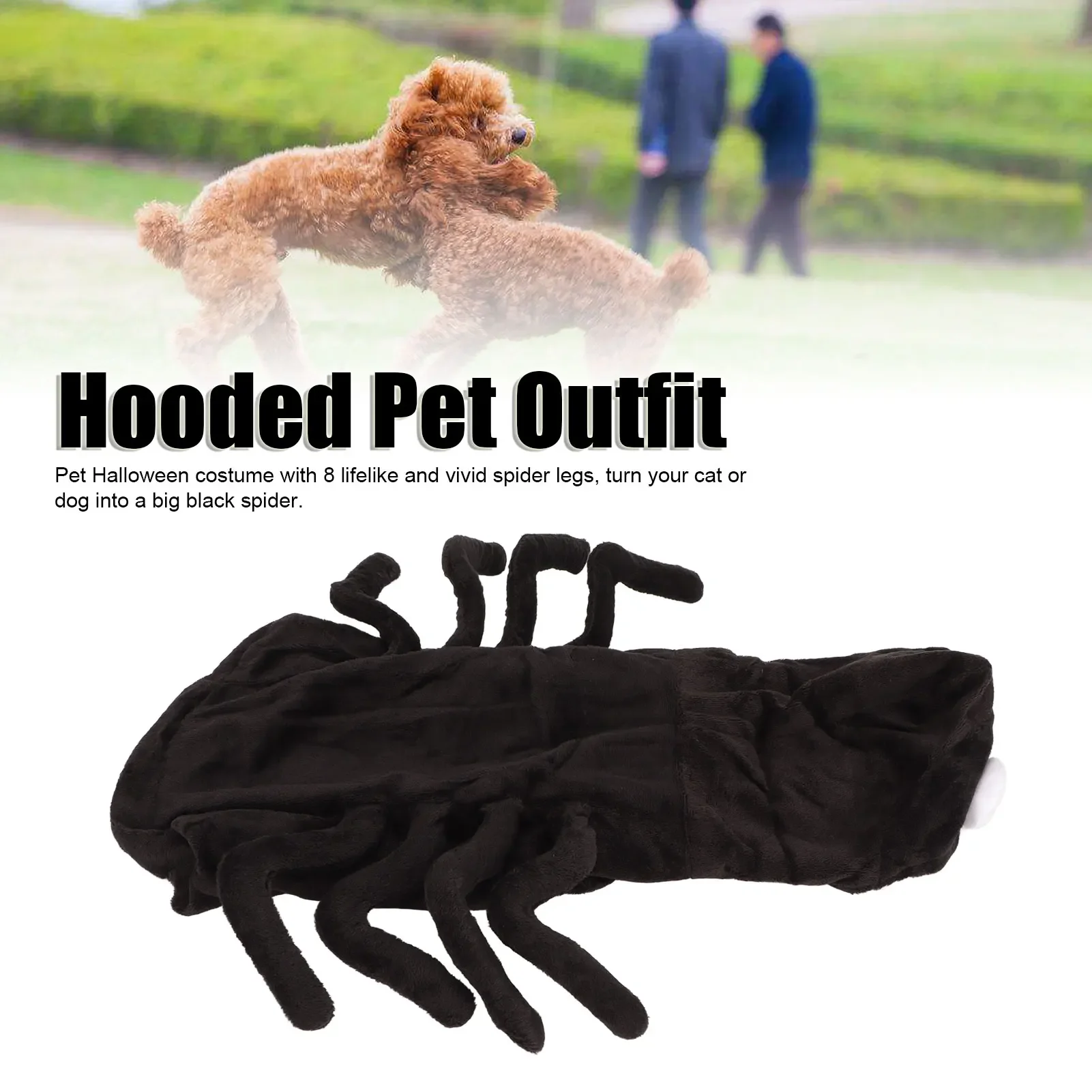 

Pet Halloween Costume Clothes Plush Breathable Hooded Spider Legs Design Pet Cosplay Outfit For Cat Small Medium Dogs