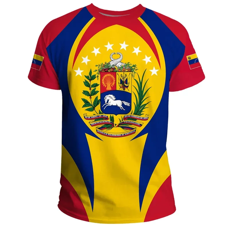 

3d Print Venezuela Flag T-Shirt For Men Summer Round Neck Short Sleeve Tees Gym Sports Oversized T Shirts Tops Male Clothes