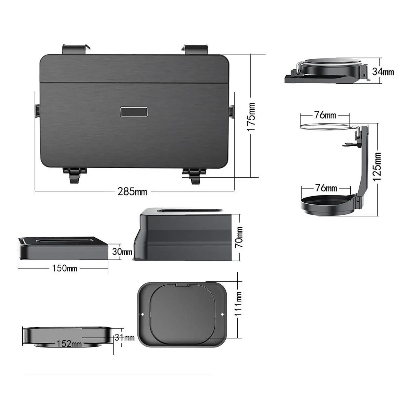 Universal Car Backseat Table Food Tray Tissue Box Auto Backseat Food Tray Desk for Meal Snack Road Tour Laptop Rear Passenger