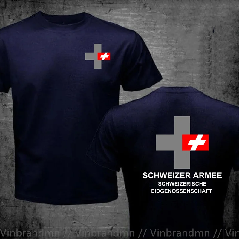 Army Swiss Confederation Switzerland CHE CH Confoederatio Helvetica T Shirt Men Tactical Military T-Shirt Casual Business TShirt