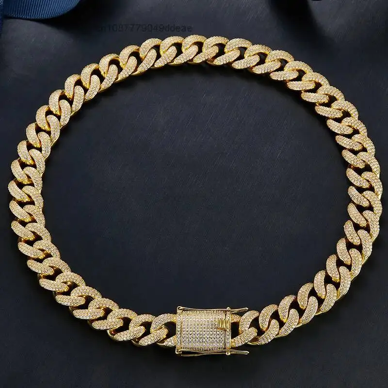 

20 мм большое тяжелое серебро 925 пробы с позолоченным ювелирным изделием в стиле хип-хоп VVS D Цвет Муассанит с бриллиантами Майами Кубинская цепочка-цепочка