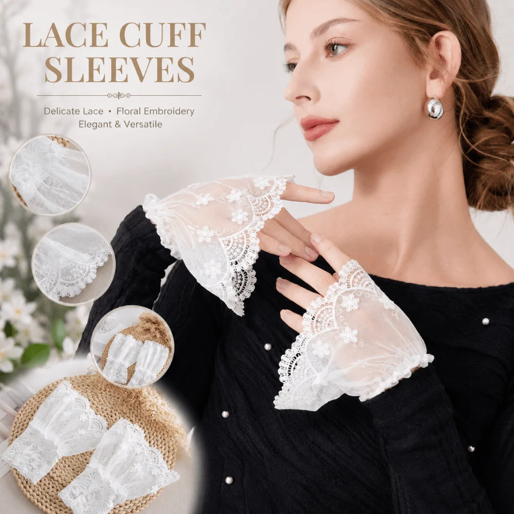 

Ruffles Pleated Detachable Cuffs Chiffon Ruched Fake Flared Sleeves White Hand Wrist Cuffs Lace Fake Sleeves Cuff Wedding Decor