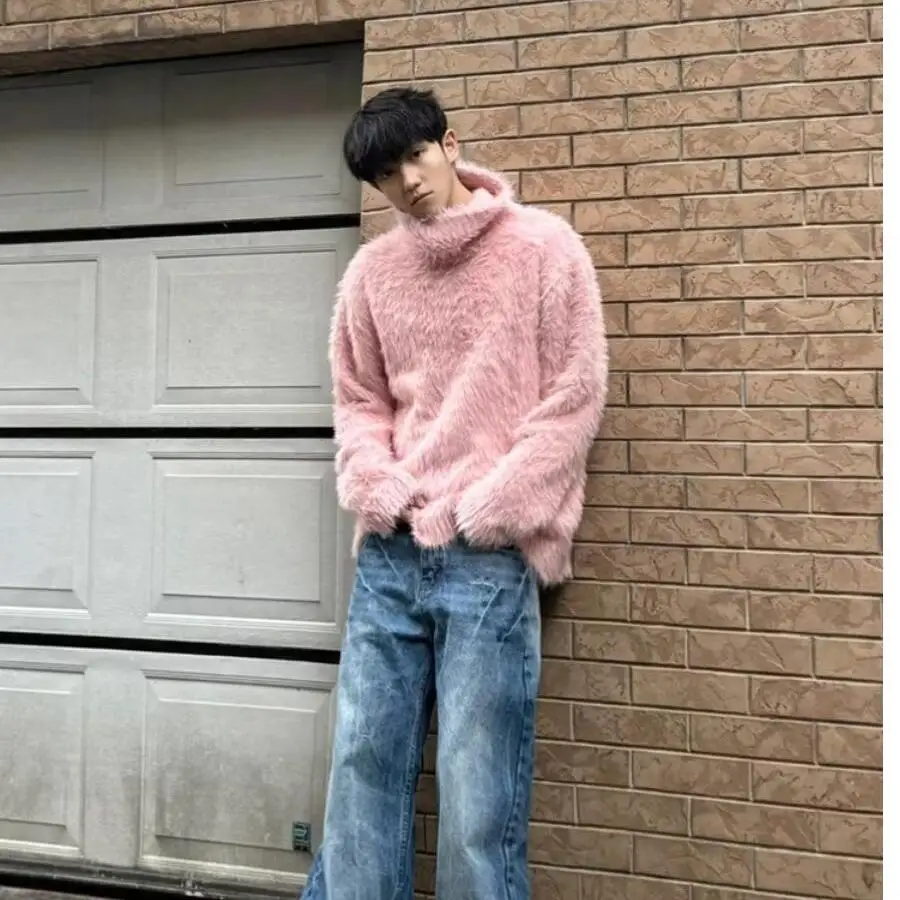 

Soft Design Fur Knit Sweater Men's Autumn Winter Lazy Sle High-End Feeling Couple's Knitted irt Trendy