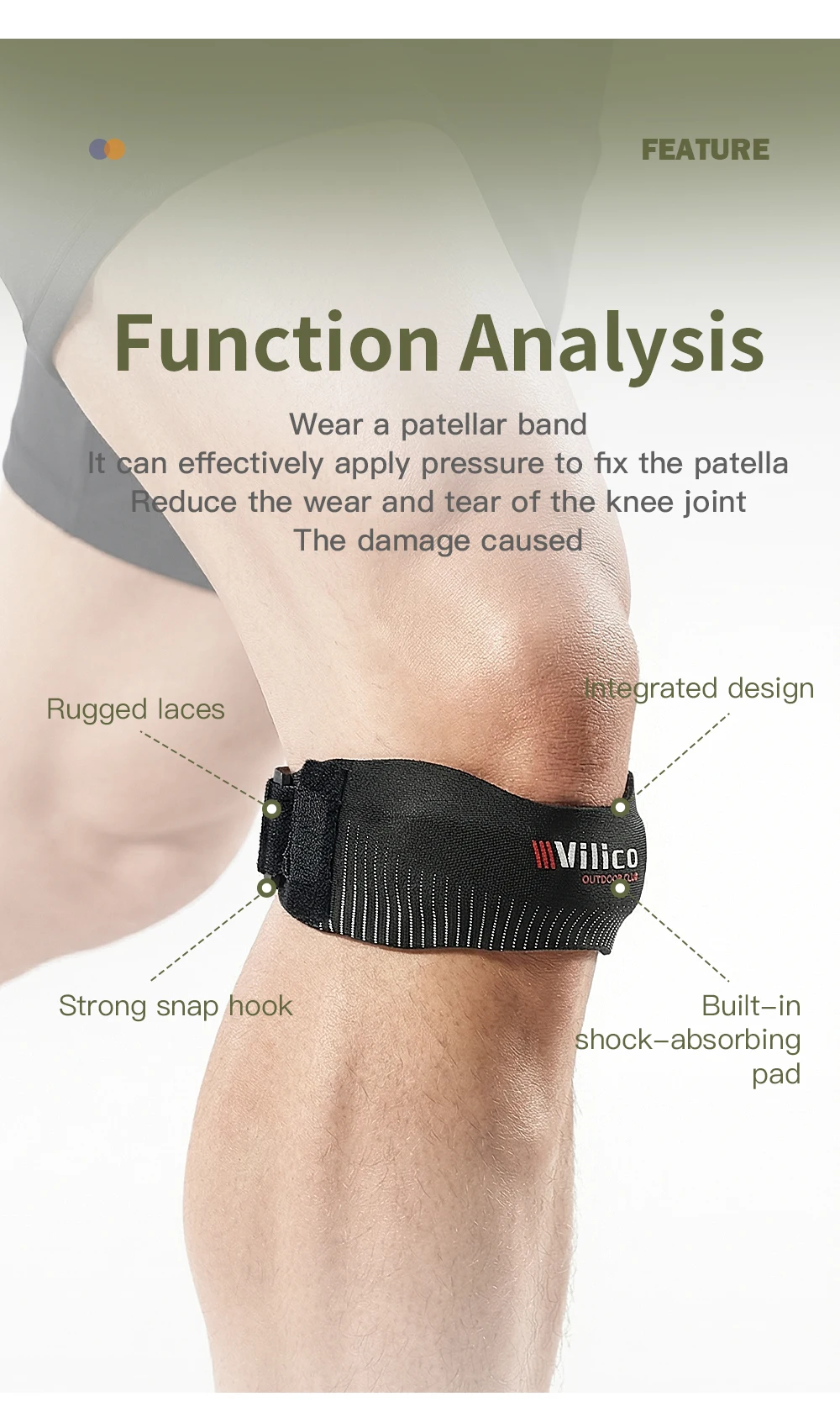 1pc VILICO Patellar Strap, Knee Protector Patellar Tendon Support Suitable for Running, Basketball, Jumper Knees, Tennis, Volley