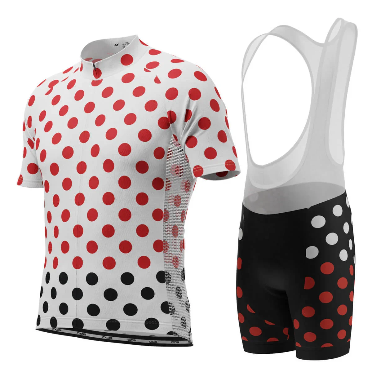Red Polka Dots on White Team Cycling Jersey Set for Men, Road Bike Equipment, Cycling Shirt, Quick Dry Shorts, Bicycle Clothes