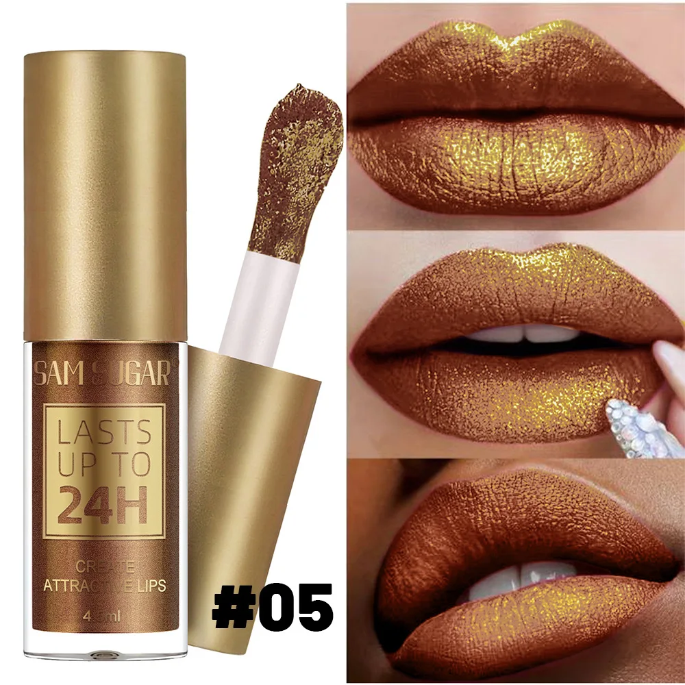 6 colors Glitter Lip Glaze Waterproof Diamond Shimmer Lip Gloss Sparkling Liquid Lipstick Long Lasting Lip Makeup for Women Gif