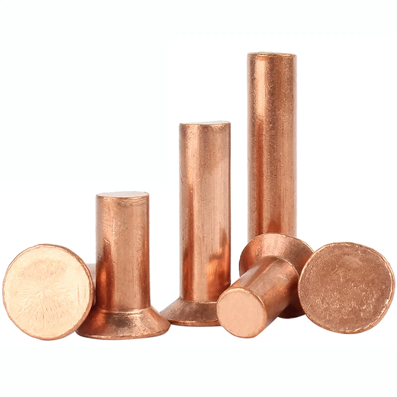 Solid Copper Countersunk Head Self Plugging Rivets M2~M8 DIN661 Purple Copper Flat Head Copper Rivets Percussion ThreadlessGB869