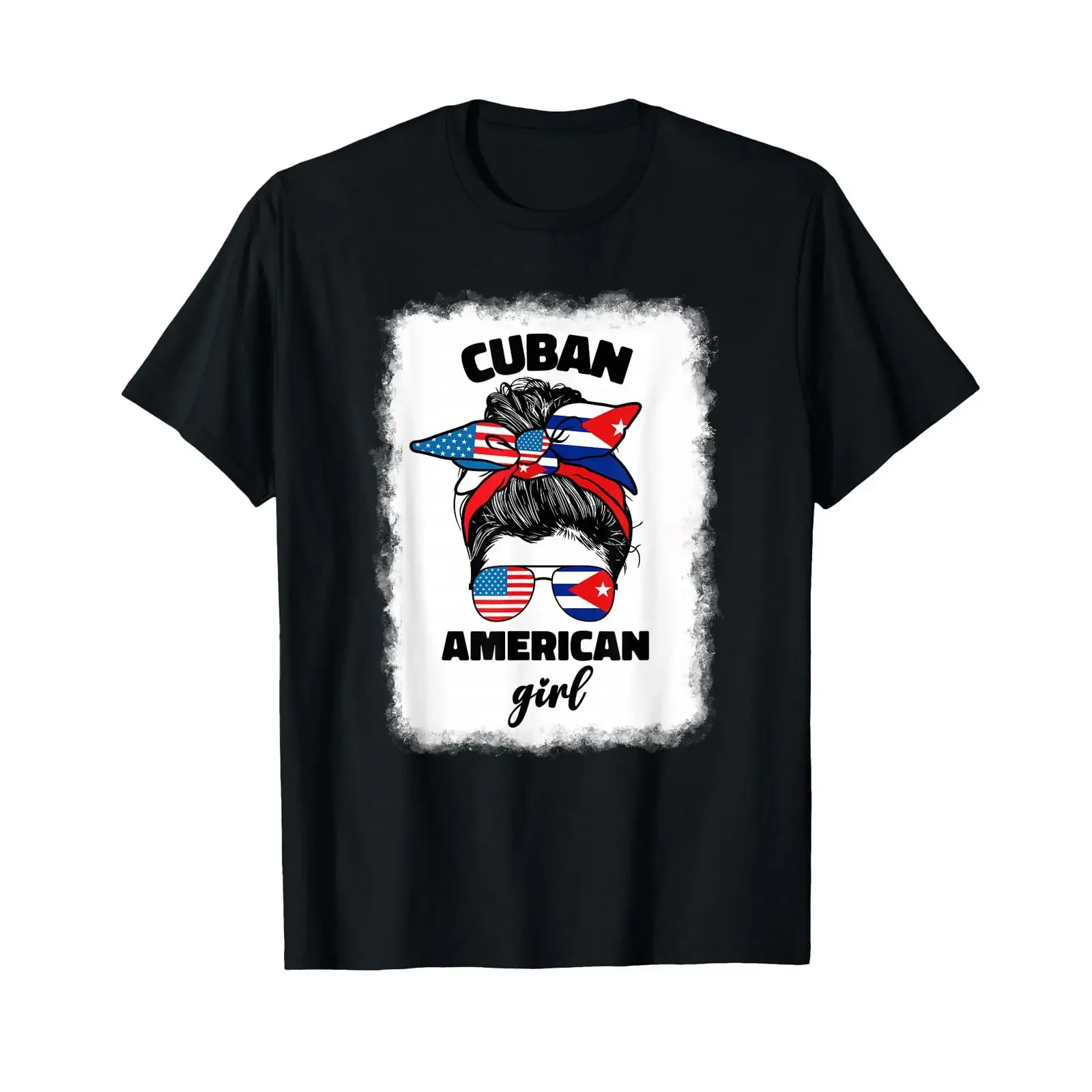 Half Cuban And American America Cuba Usa Flag Girl Cubana T Shirt vintage Washed Stretched Slightly Comfortable homme fashion