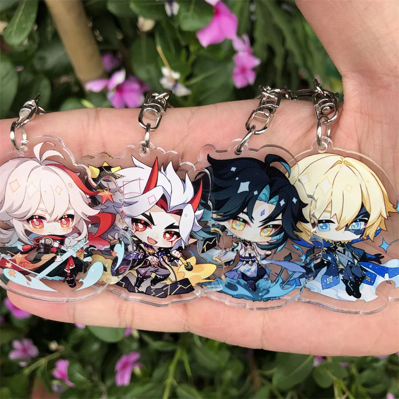 Game Anime Genshin Impact Tartaglia Hu Tao Arataki Itto Scaramouche Keychain Accessories Key Chain Pendant Cartoon Badge image 6