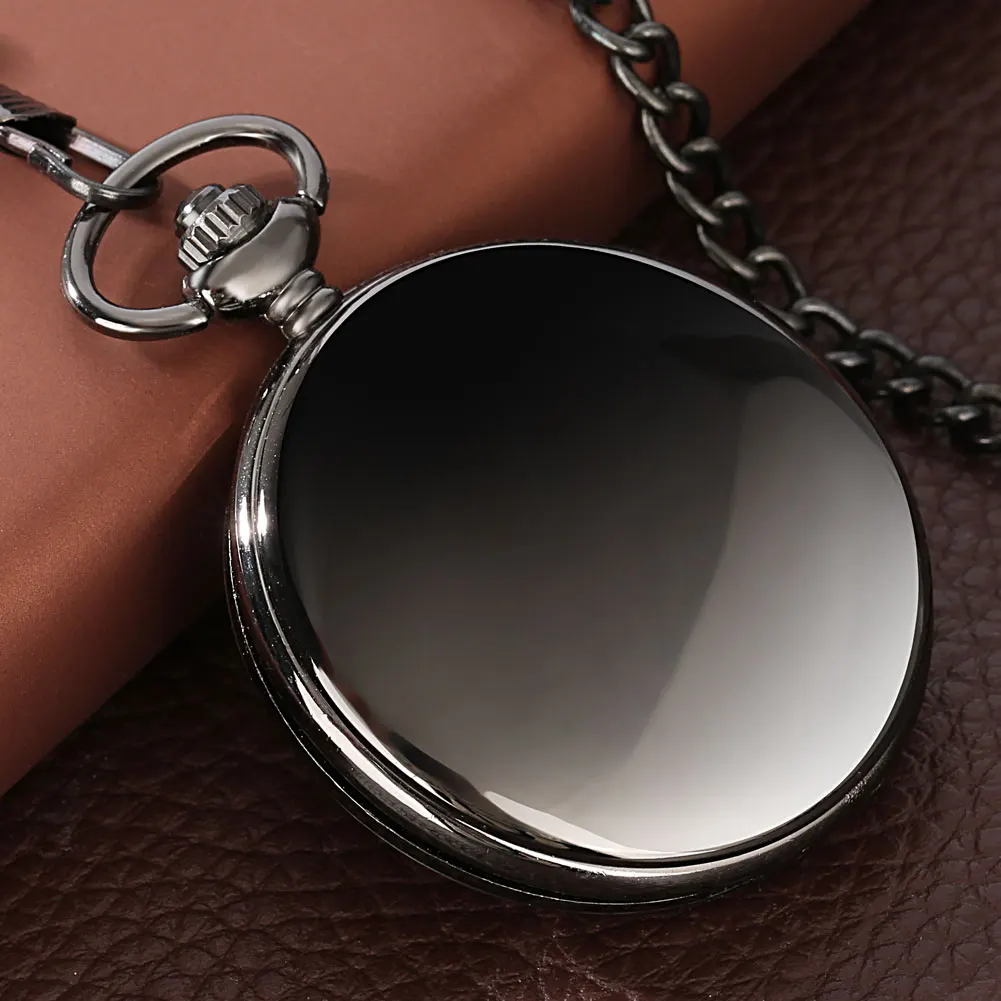 Graduation Believe & reach Design Smooth Black Quartz Pocket Watch Collection Souvenir i migliori regali di laurea con catena tascabile