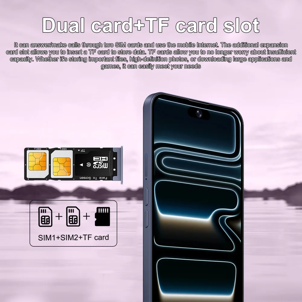K-Touch NEW Smartphone Android 5G For 17 Pro Max Smart Mobile Phones Dual Sim 22G+2TB 7.3inch HD Cell Phone Face Unlocked 16+48MP 4G 5G Dual SIM 7800mAh Battery HOT