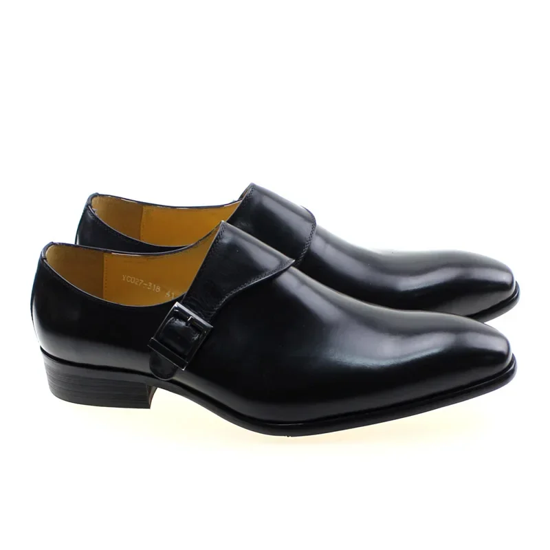 Designer Men\'s Dress Shoes Classic Genuine Leather Monk Strap Buckle Dark Brown/Black Office Business Formal Shoes for Men