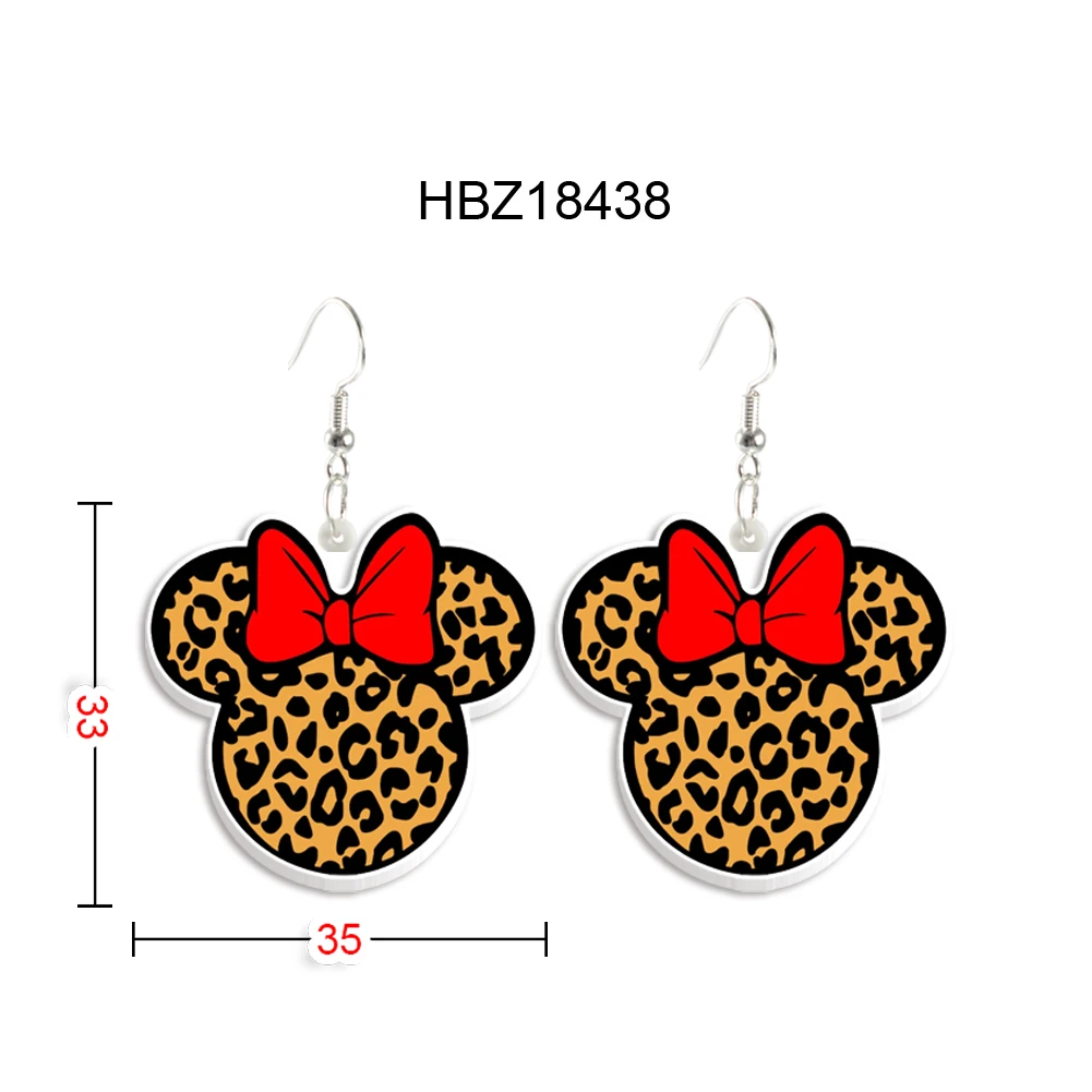 

Disney Mickey Head Leopard Cute Pendant Earrings Design Drop Earrings White Resin Acrylic Women Girl Jewelry Accessories Gifts
