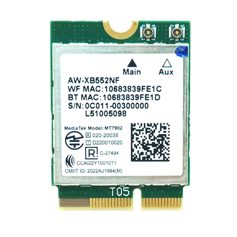 WIFI6E Wireless LAN Card MT7902 AW-XB552NF Networking Adapter Supports Multiple WiFi Standards 2.4/5/6G BT5.2 QXNF