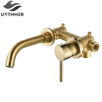 Brushed Gold/Black Basin Faucet Concealed Wall Mounted For Bathroom Faucets Bath Basin Sink Tap Bathtub Hot And Cold Water Mixer