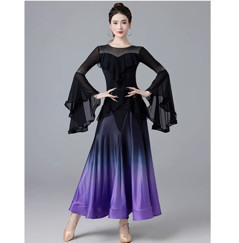 Gradual modern dance big swing dress professional ballroom dance competition performance costume