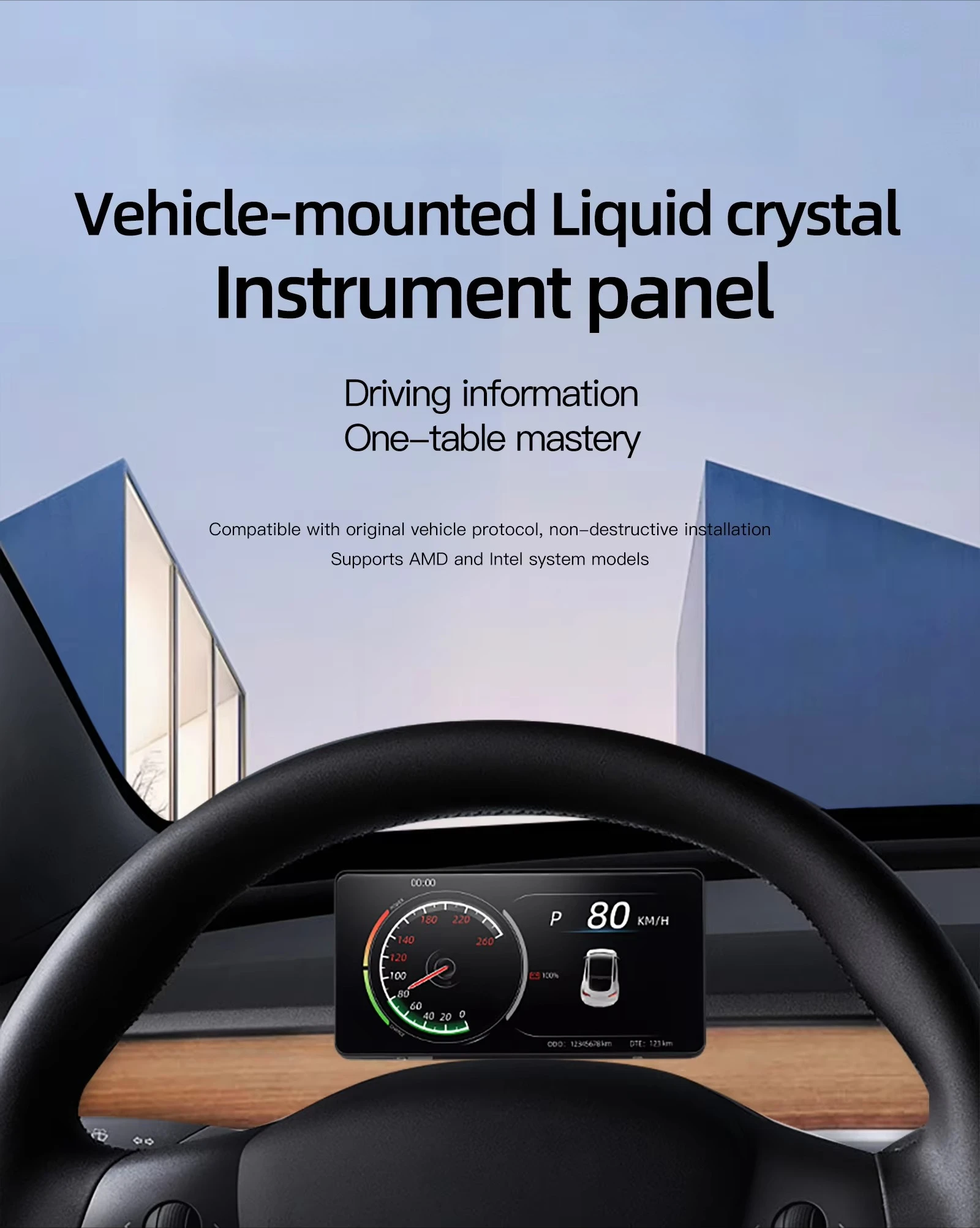 Bluetooth Head-Up Display (HUD) for Model 3 & Model Y Central Speedometer Screen with Clock Function