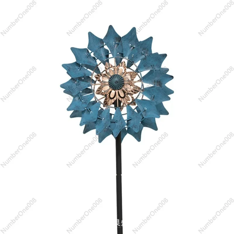 

Солнечная ветряная мельница со светодиодной подсветкой, металлическое украшение для сада, вращающийся декор