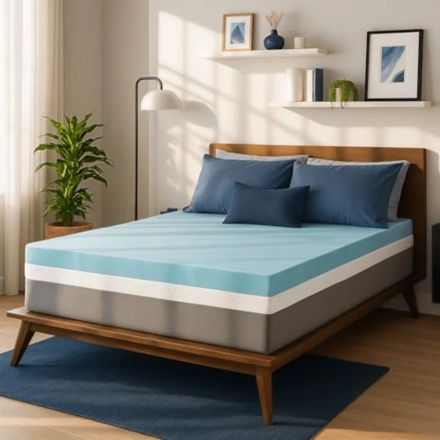 

Gel Swirl Memory Foam Mattress Topper -, Pressure Relieving, Cooling Comfort - Made in The USA and CertiPUR-US Certified - Soft