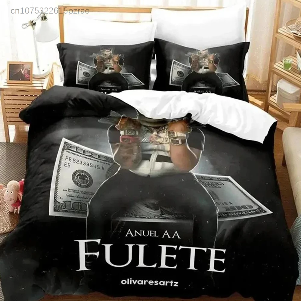 Top Real Hasta La Muerte Anuel Bedding Set Duvet Cover Bed Set Quilt Cover Pillowcase Comforter King Queen Size Boys Adult Size