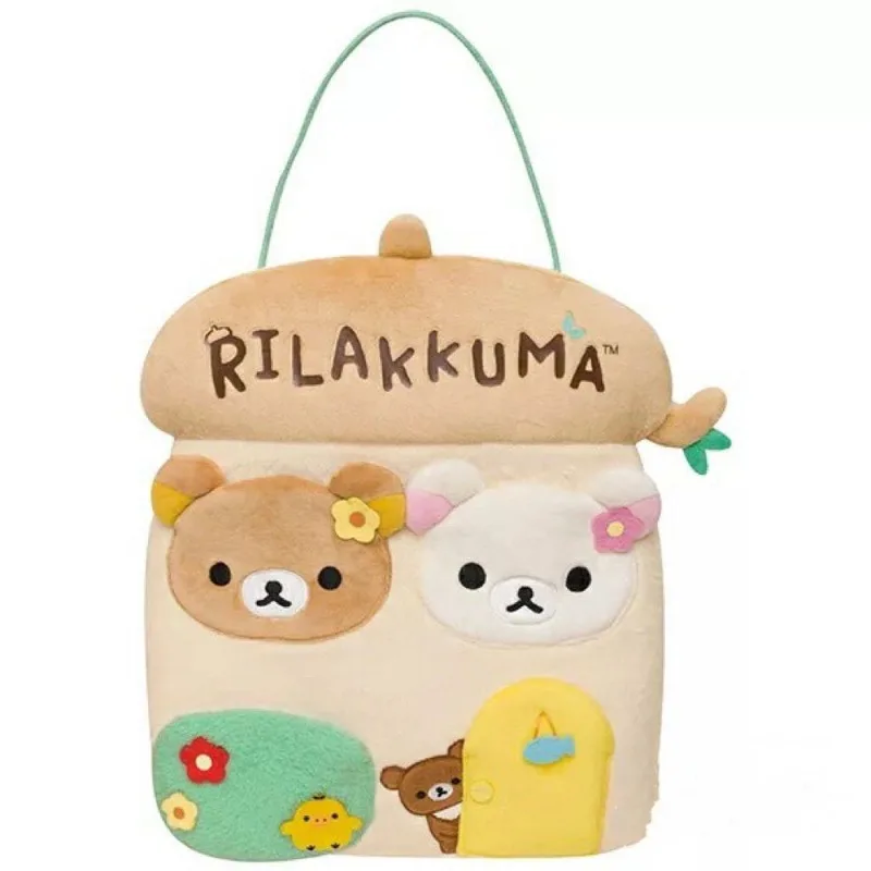 Dibujos animados Rilakkuma ‌ Bolsa colgante de almacenamiento para puerta de casa, colgante de pared de felpa, decoración suave para dormitorio, colgante, regalo de Navidad para niños