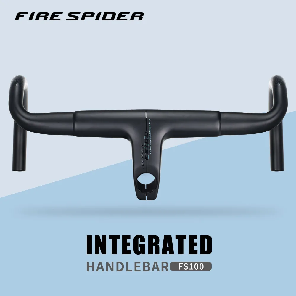 FIRE SPIDER FS100 Carbon Bicycle Handlebar OD2 Road Bicycles Carbon Road Handlebar Integrated Carbon Handlebar With Stem 31.8mm