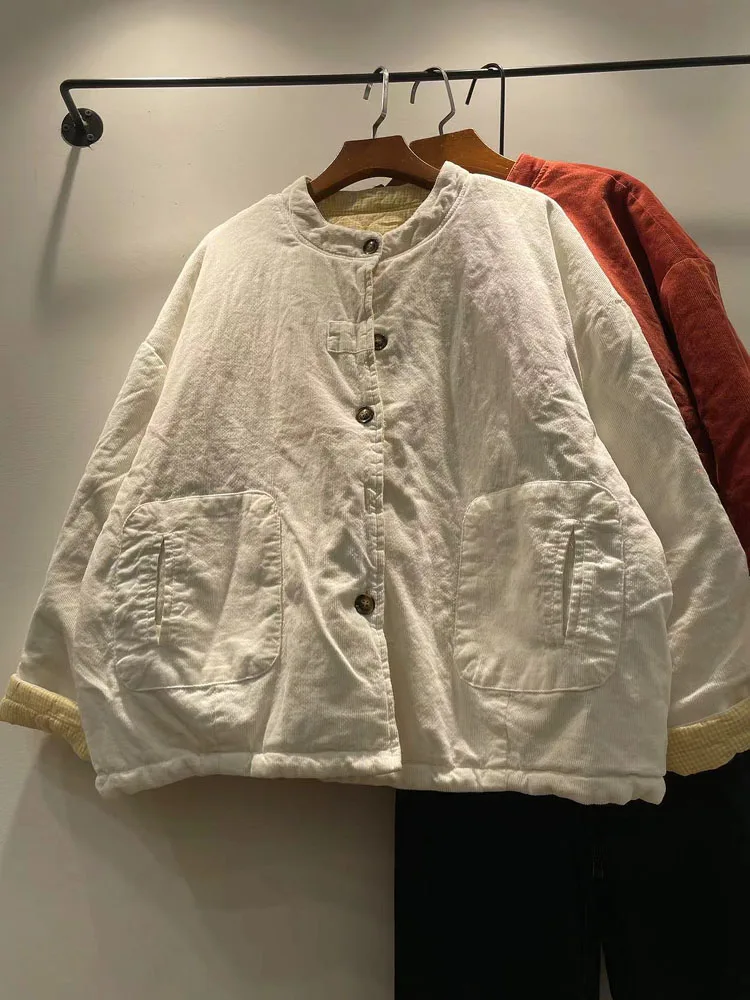 

Зимнее женское хлопковое пальто в корейском стиле, двустороннее, из вельвета, с круглым вырезом, удлиненное, для носки снаружи, женская верхняя одежда