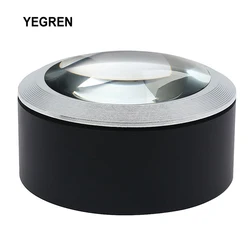 5X aydınlatma Paperweight büyüteç 3 LED kubbe masaüstü büyüteç 68 mm optik cam Lens okuma büyüteç